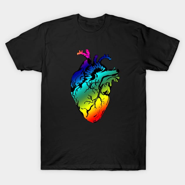 Heart Human Anatomy raimbow prideshirt T-Shirt by Collagedream